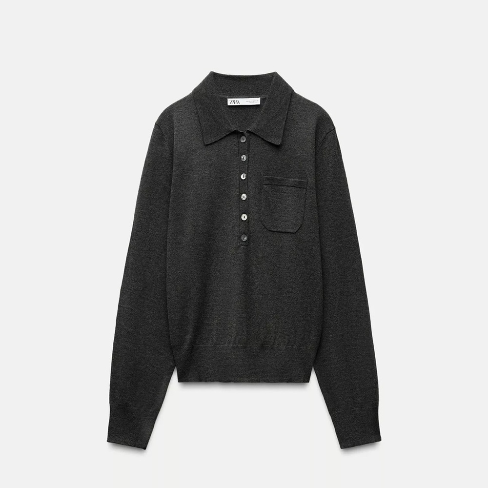 BASIC WOOL BLEND POLO ANTHRACITE GREY